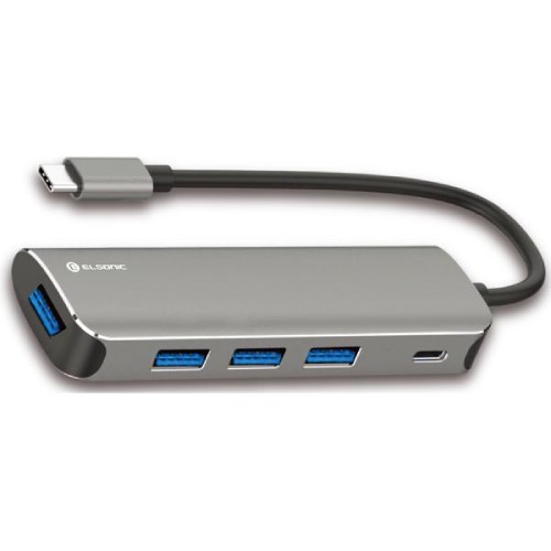 ELSONIC エルソニック USBポートハブ　タイプCポート付き　タイプCケーブル接続  ECFCHUB05 商品コード：0479960011560