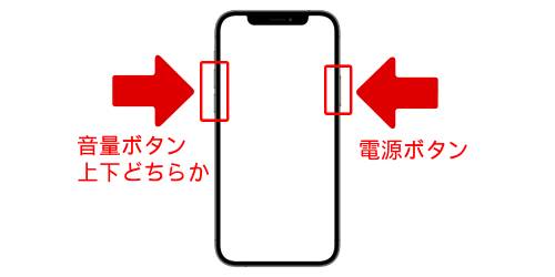音量ボタン（上下どちらか）と電源ボタンを長押し