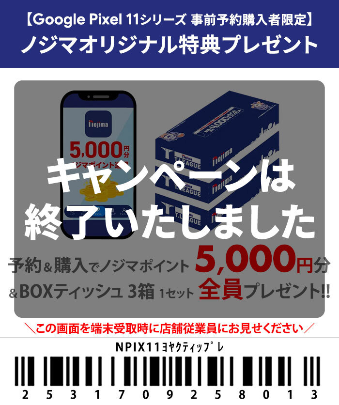 Google Pixel 11シリーズ 全員プレゼント docomo au SoftBank